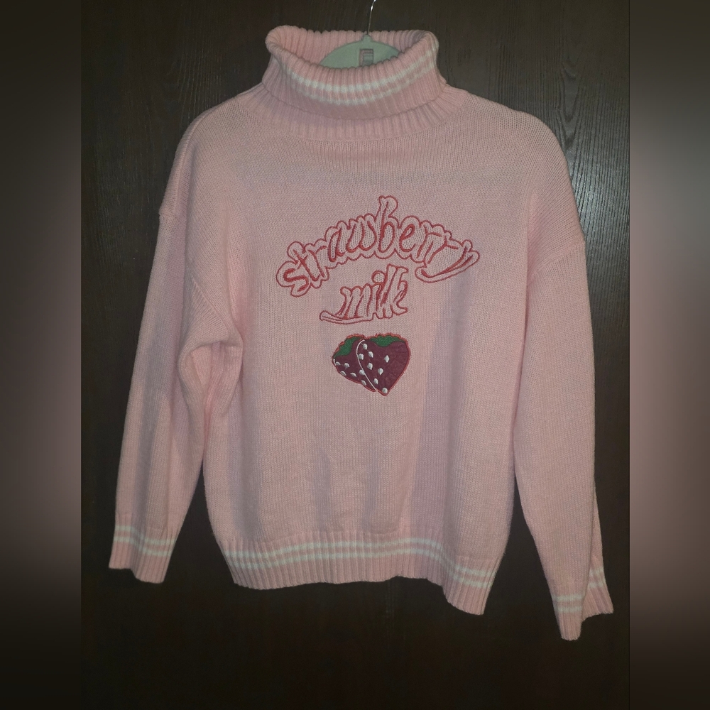 Strawberry Milk Pink Turtleneck Sweater